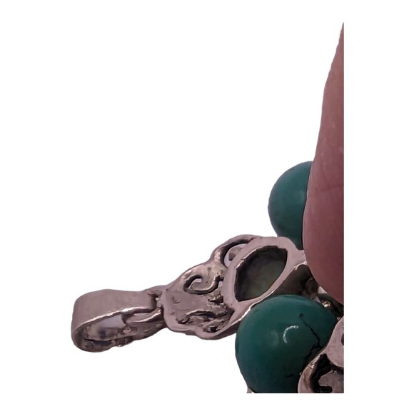 Vintage 925 Silver Blue & Green Turquoise Cluster Native American Style Pendant - Picture 4 of 6